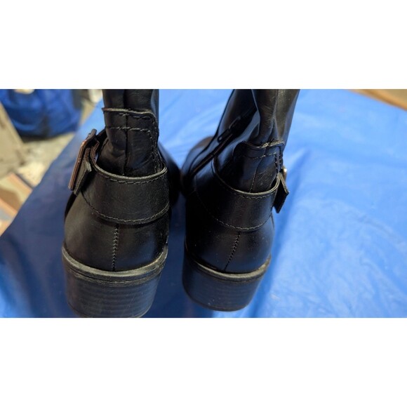 Womens sz 8.5 black knee high boc boots leather upper with  Zipper & buckle US - Picture 8 of 10